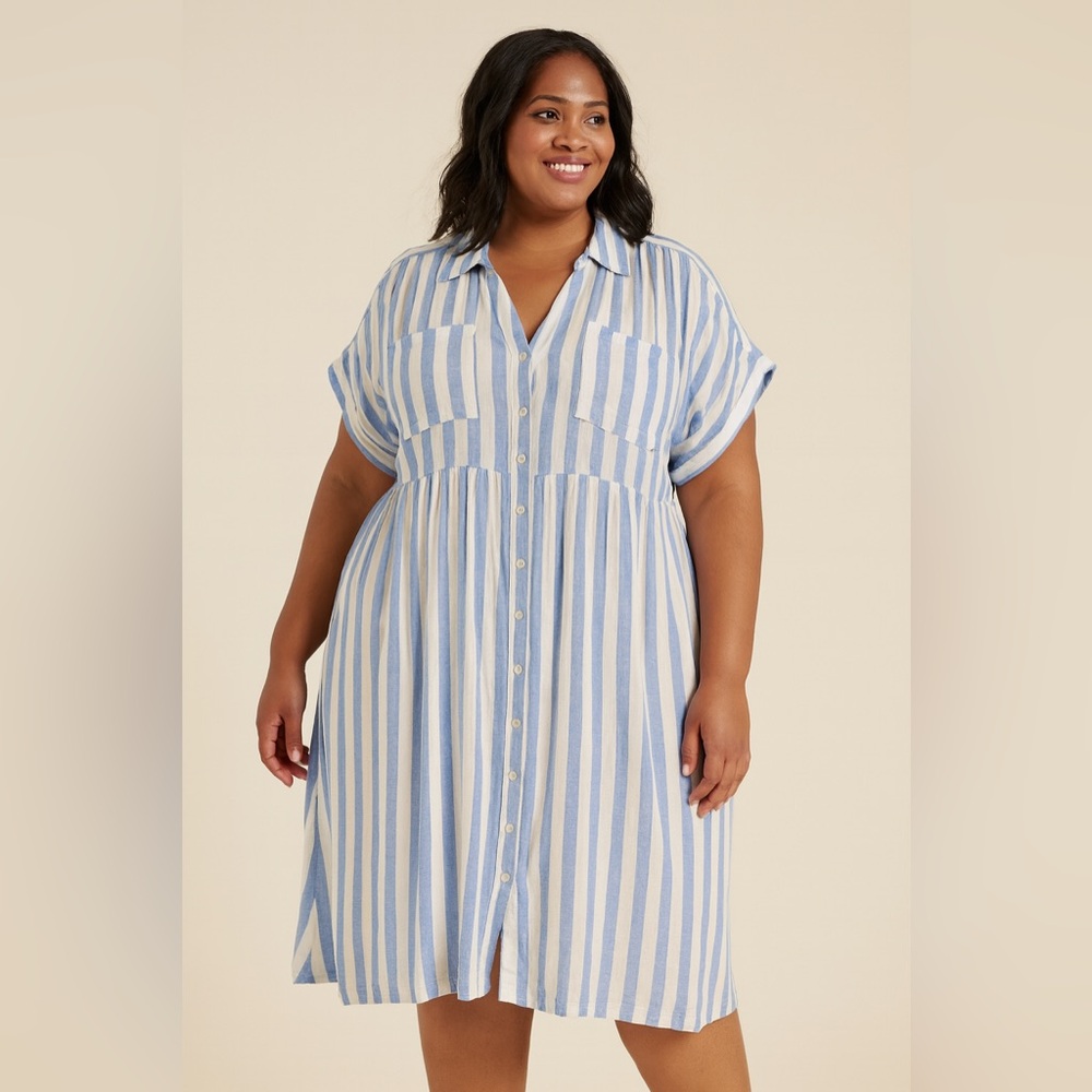 Ava & Viv dress White Striped linen